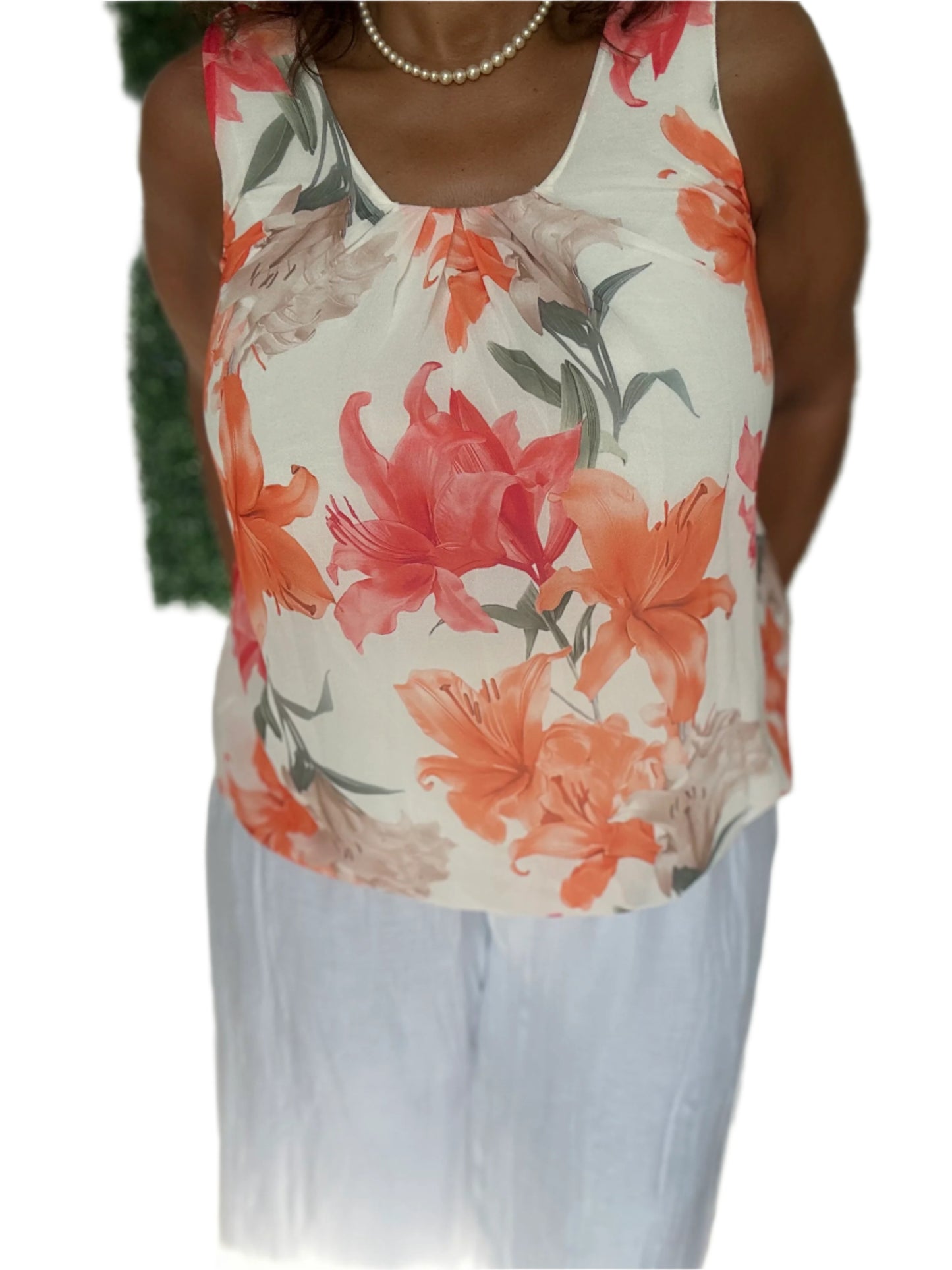 Vintage Lily Print Puffball vest