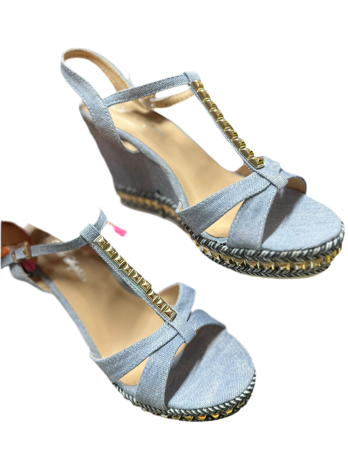 Rock stud blue wedges