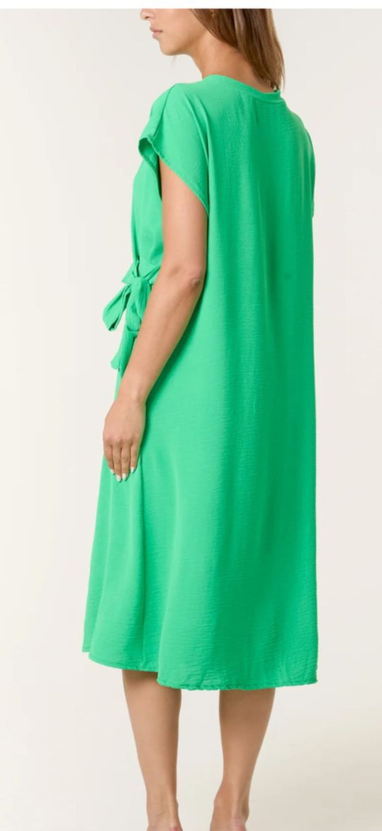 Short Sleeve Tie Front Dress