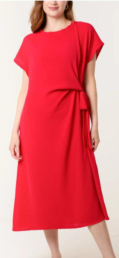 Short Sleeve Tie Front Dress