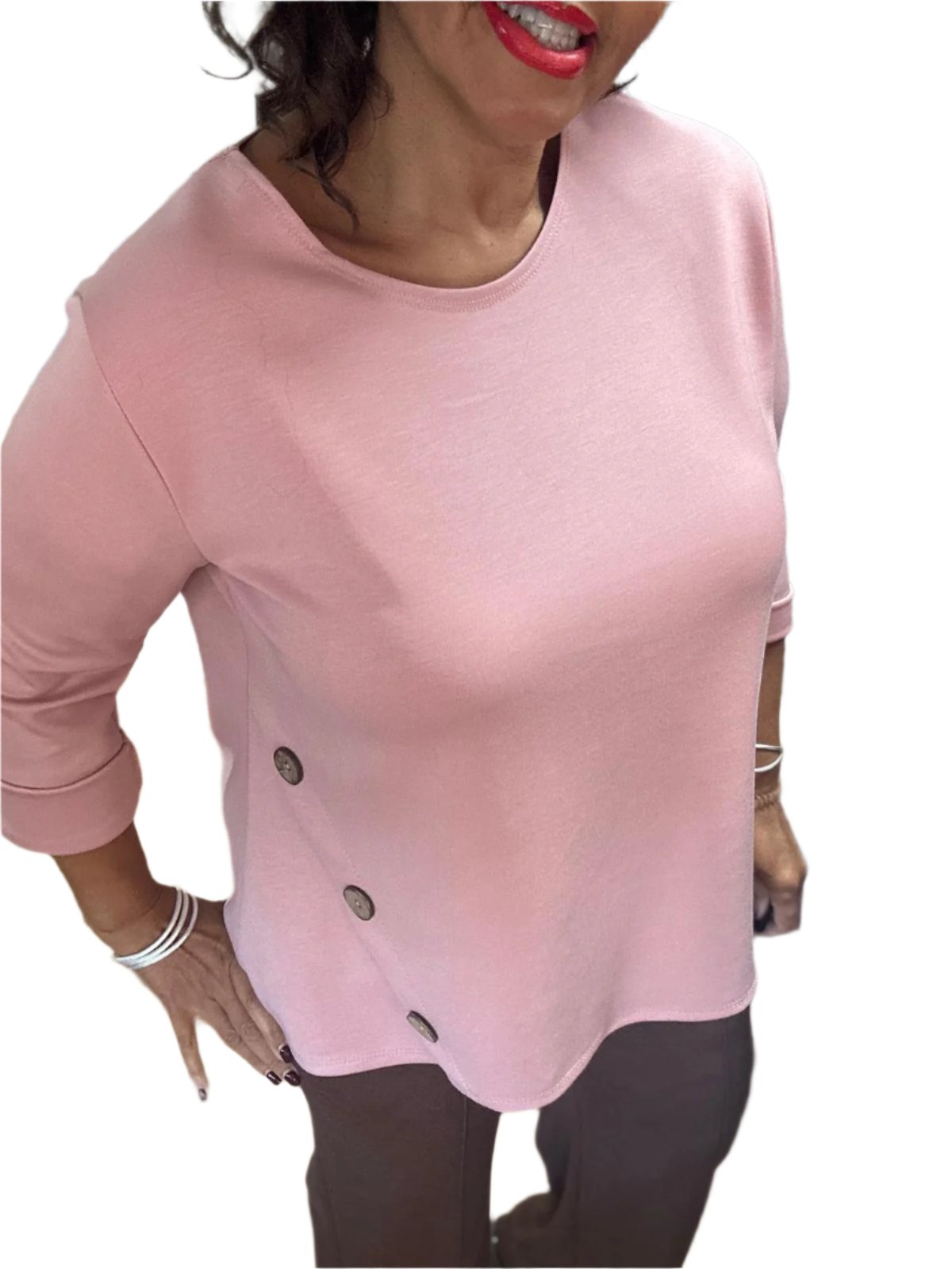 Pink Buttoned sweat top