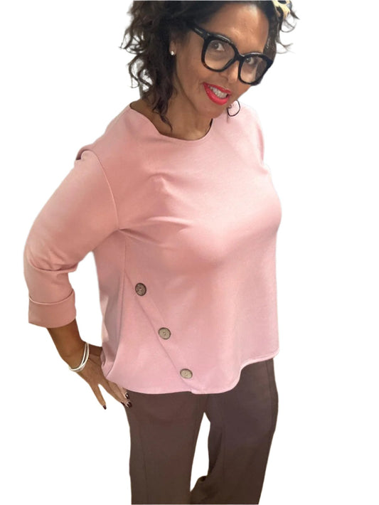 Pink Buttoned sweat top