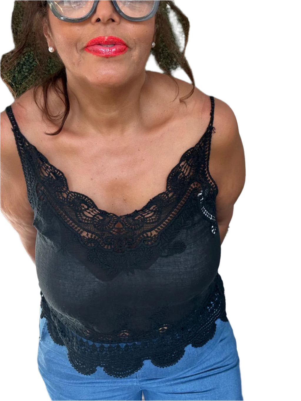 Embroidered Thin strap vest