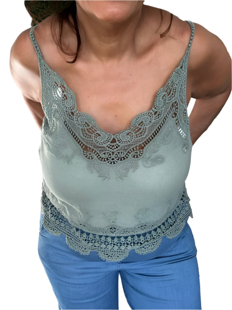 Embroidered Thin strap vest
