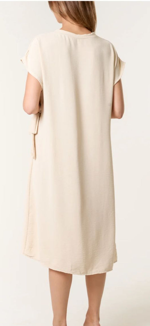 Short Sleeve Tie Front Dress