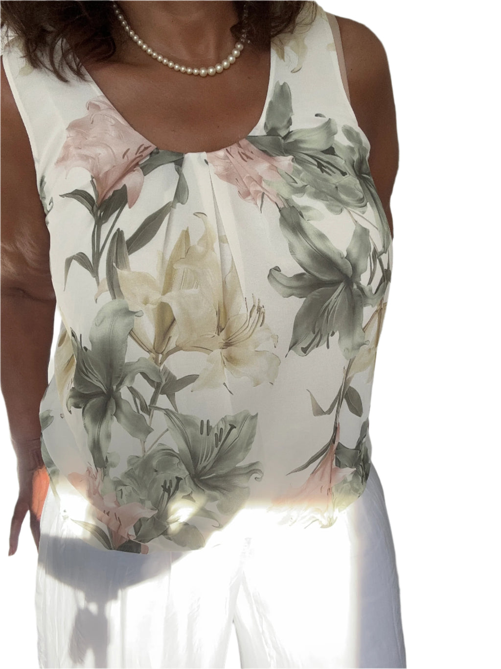 Vintage Lily Print Puffball vest