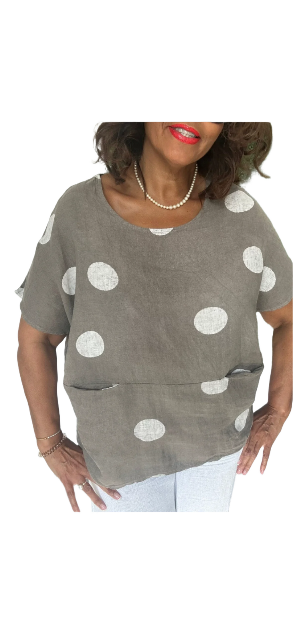 Linen polka dot shirt