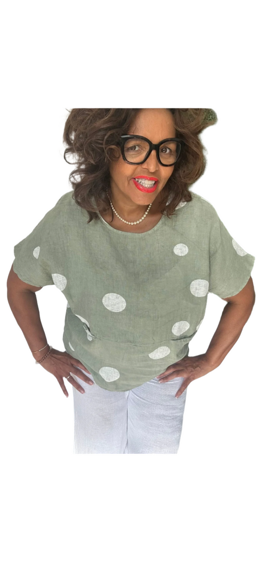 Linen polka dot shirt