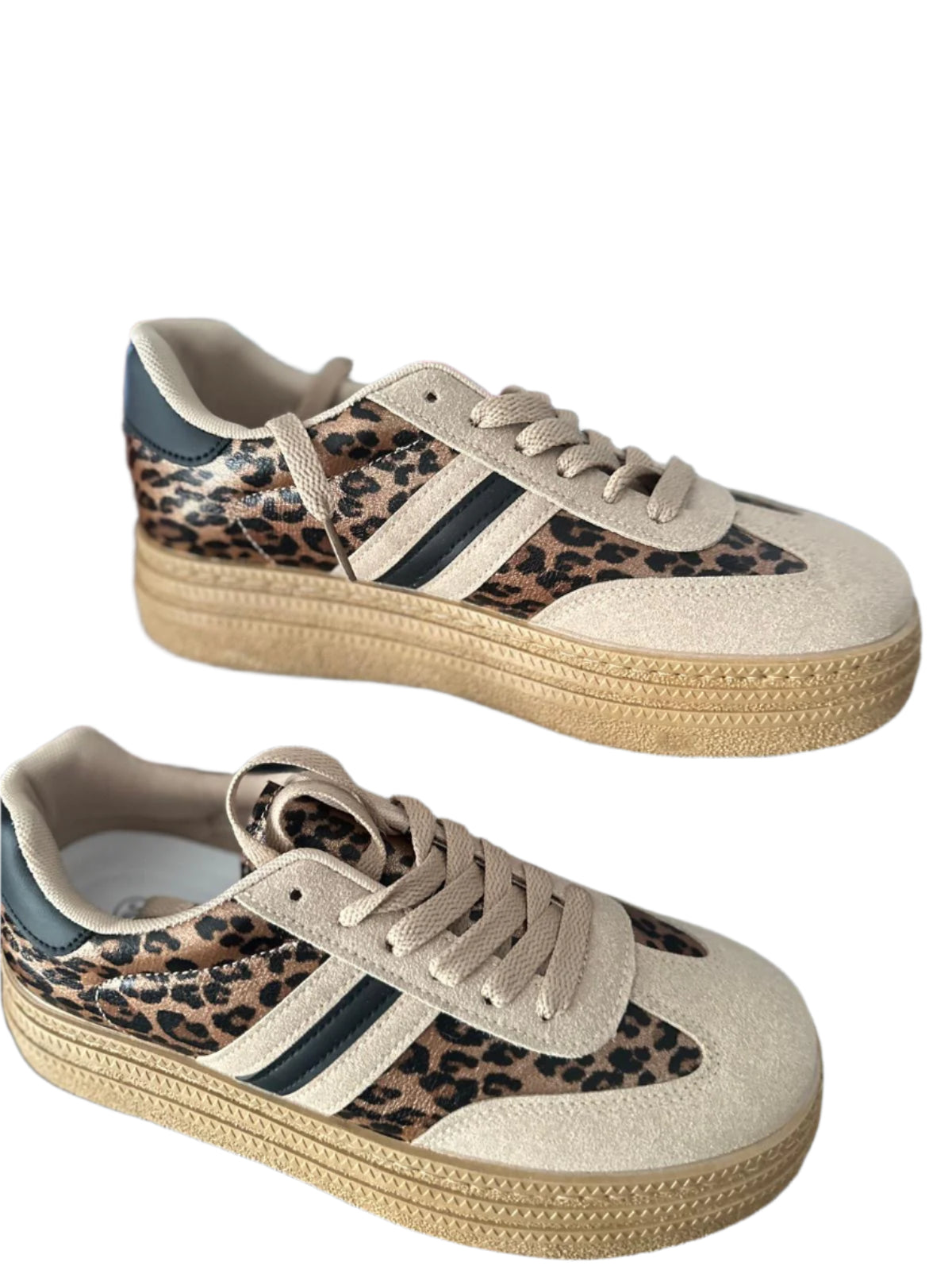 Leopard print platform trainers