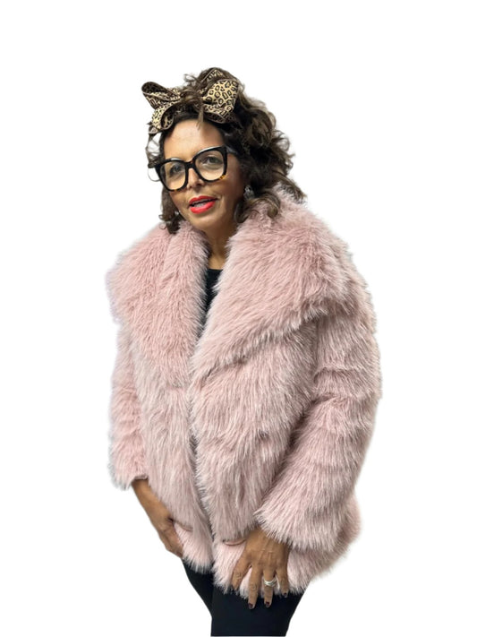 Pink Faux fur coat