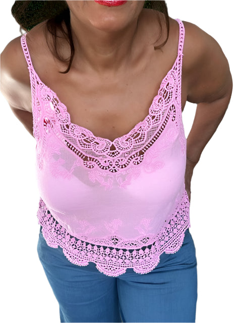 Embroidered Thin strap vest