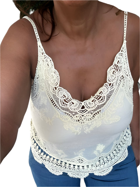 Embroidered Thin strap vest