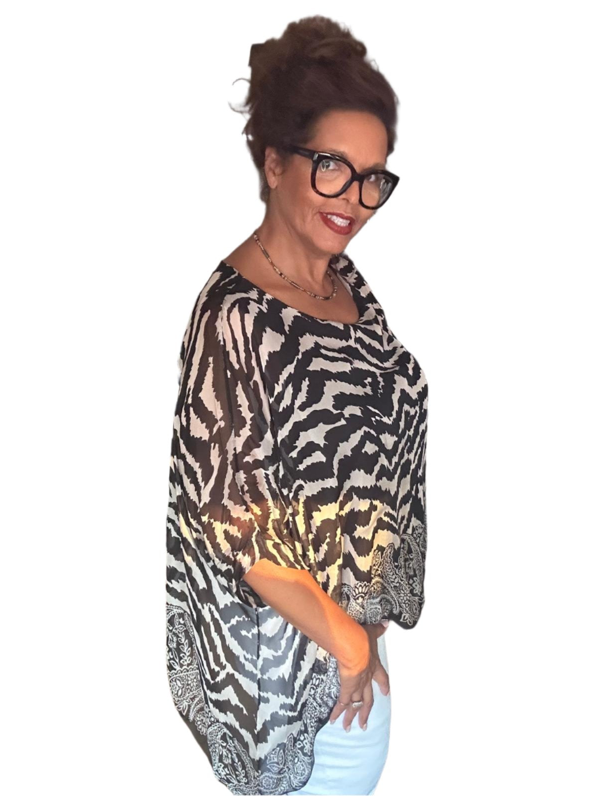 Silk zebra print blouse