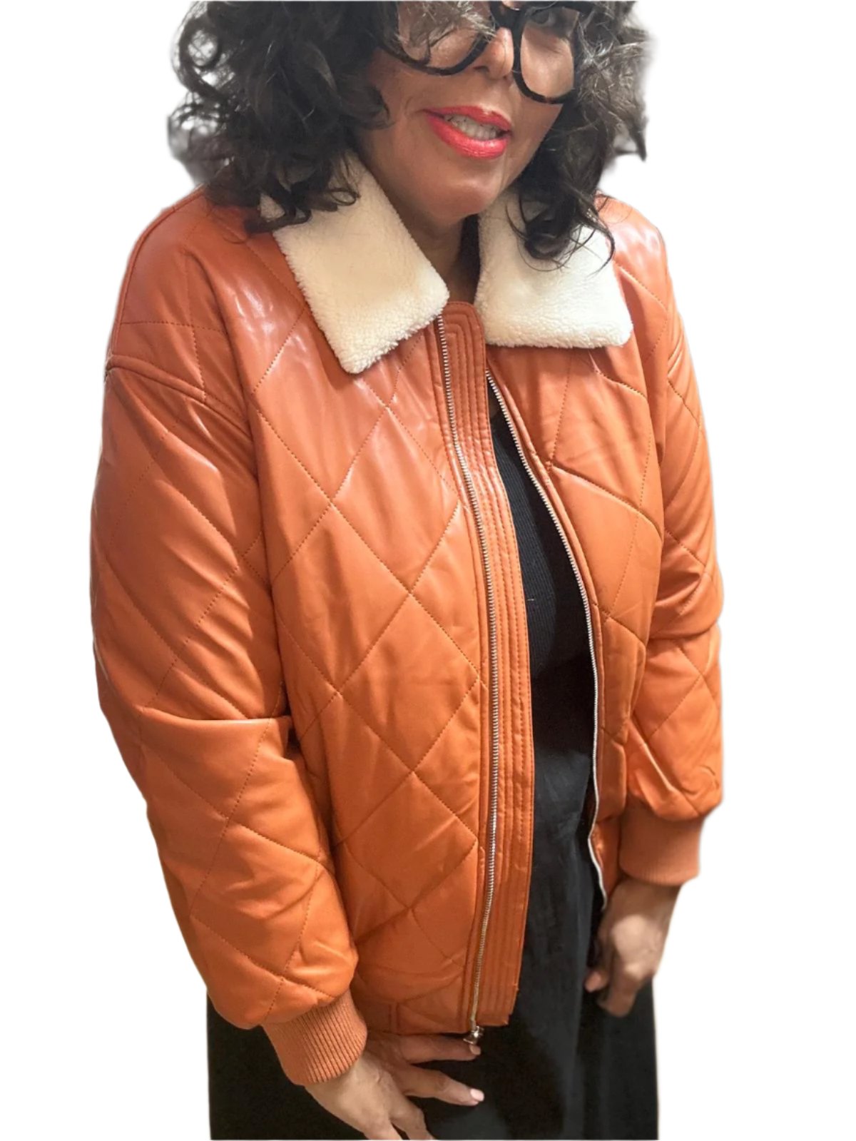 Burnt Orange Leather puffed jacket